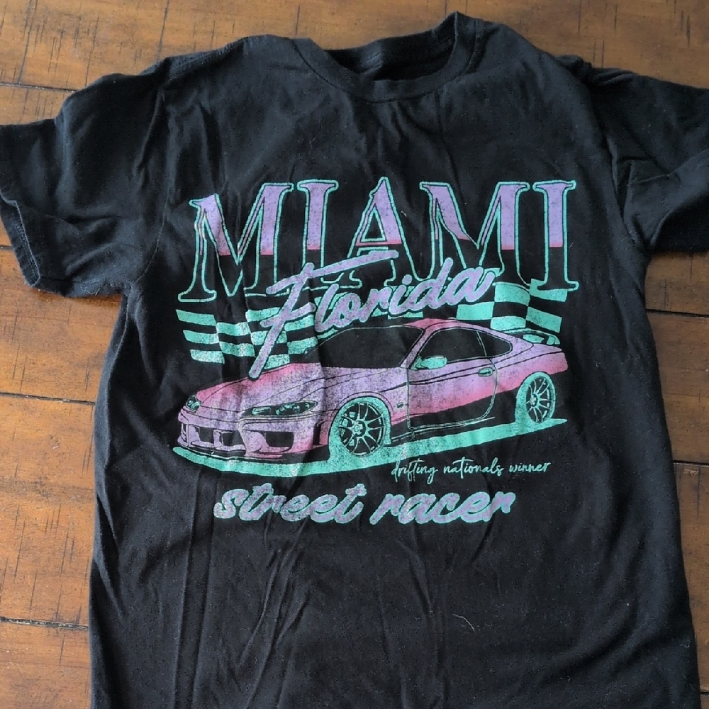 Miami Florida Street Racer Graphic Tee - Black